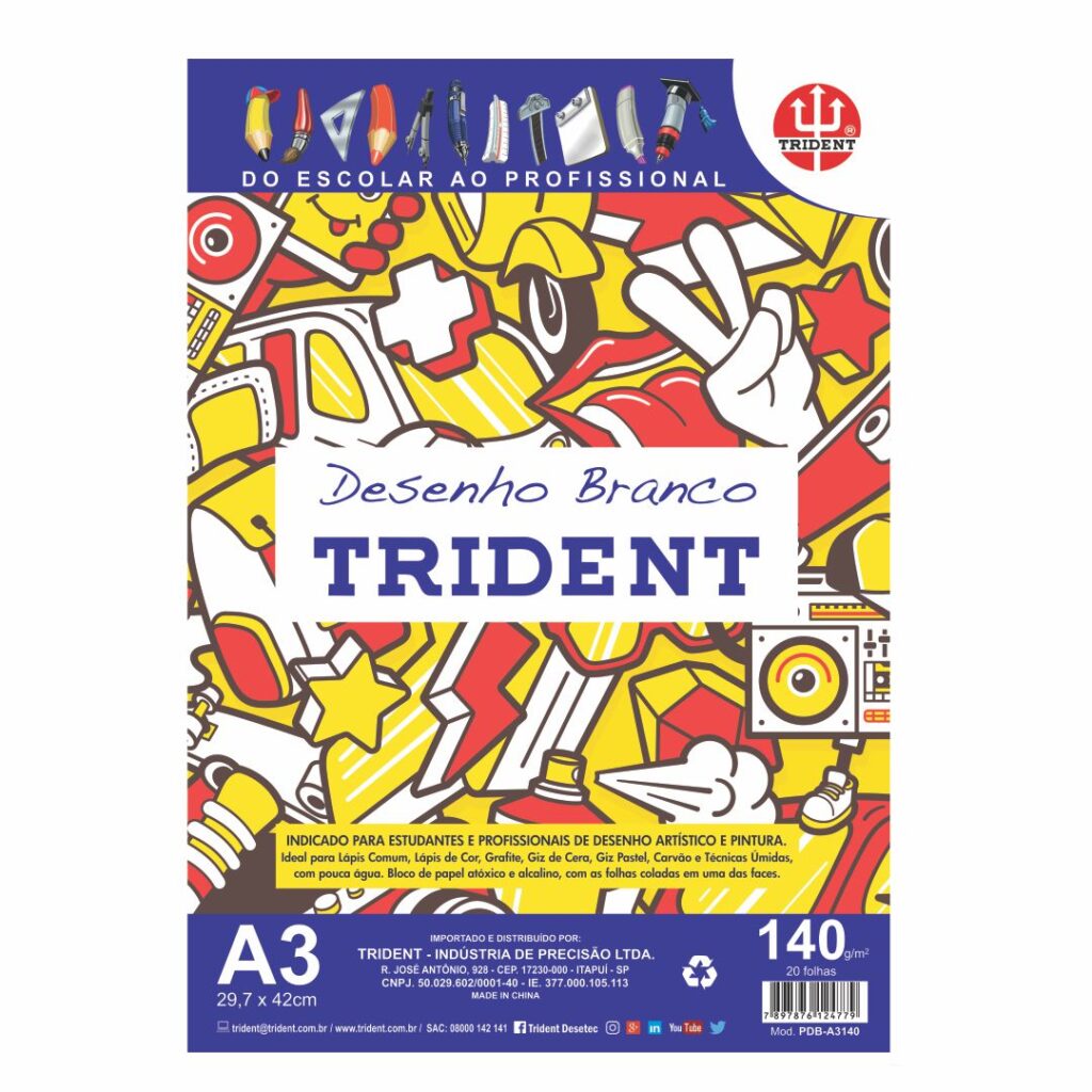 Papel Desenho Branco A3 Trident 140 g/m² Trident Desetec Papel Desenho Branco A3 Trident 140 g/m² Trident Desetec